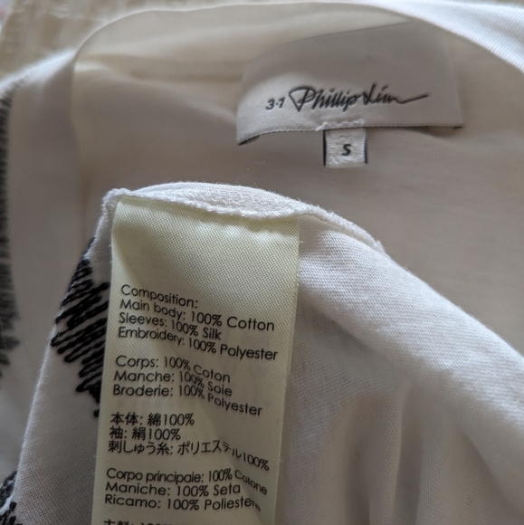 3.1 PHILLIP LIM black zig zag embroidered t-shirt small - Picture 7 of 9